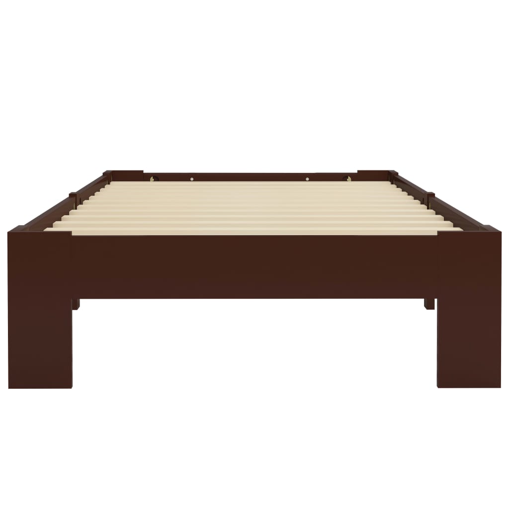 Bed Frame without Mattress Dark Brown Solid Pine Wood 100x200 cm