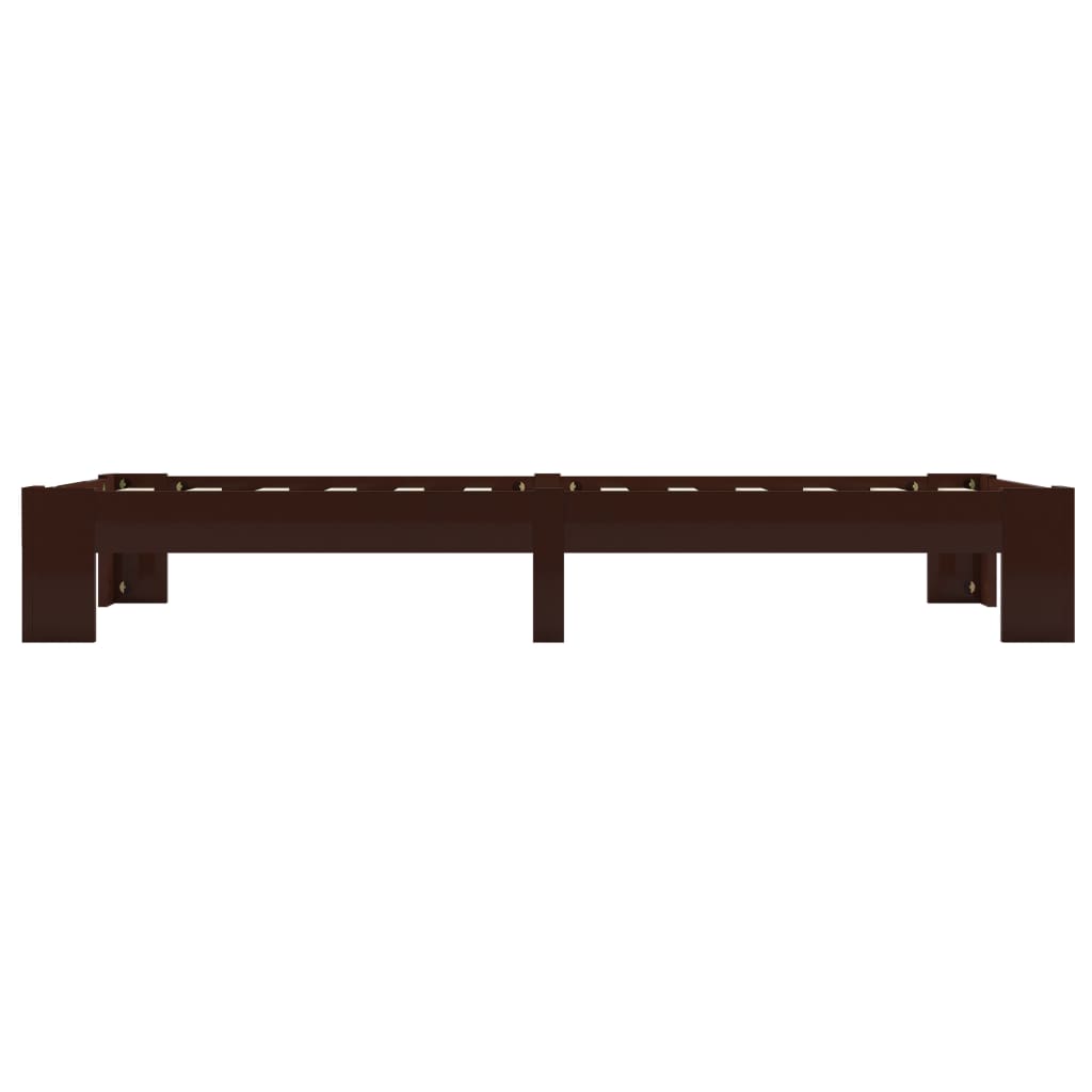 Bed Frame without Mattress Dark Brown Solid Pine Wood 100x200 cm