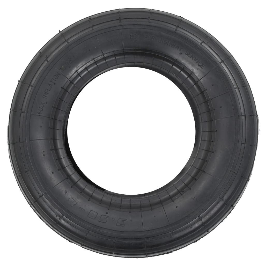 4 Piece Wheelbarrow Tire and Inner Tube Set 3.50-8 4PR Rubber