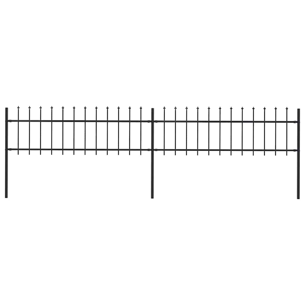 Garden Fence with Spear Top Steel 359x60 cm Black