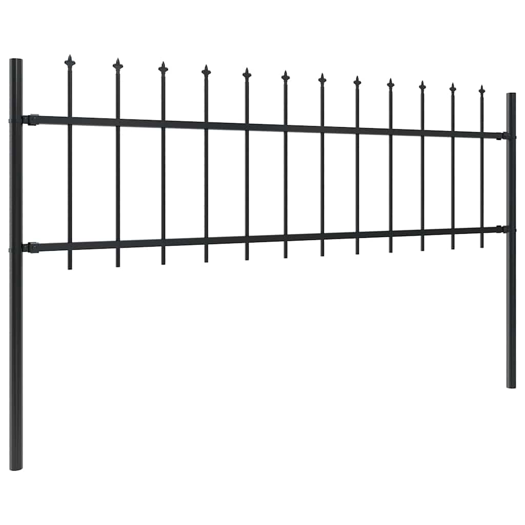 Garden Fence with Spear Top Steel 359x60 cm Black