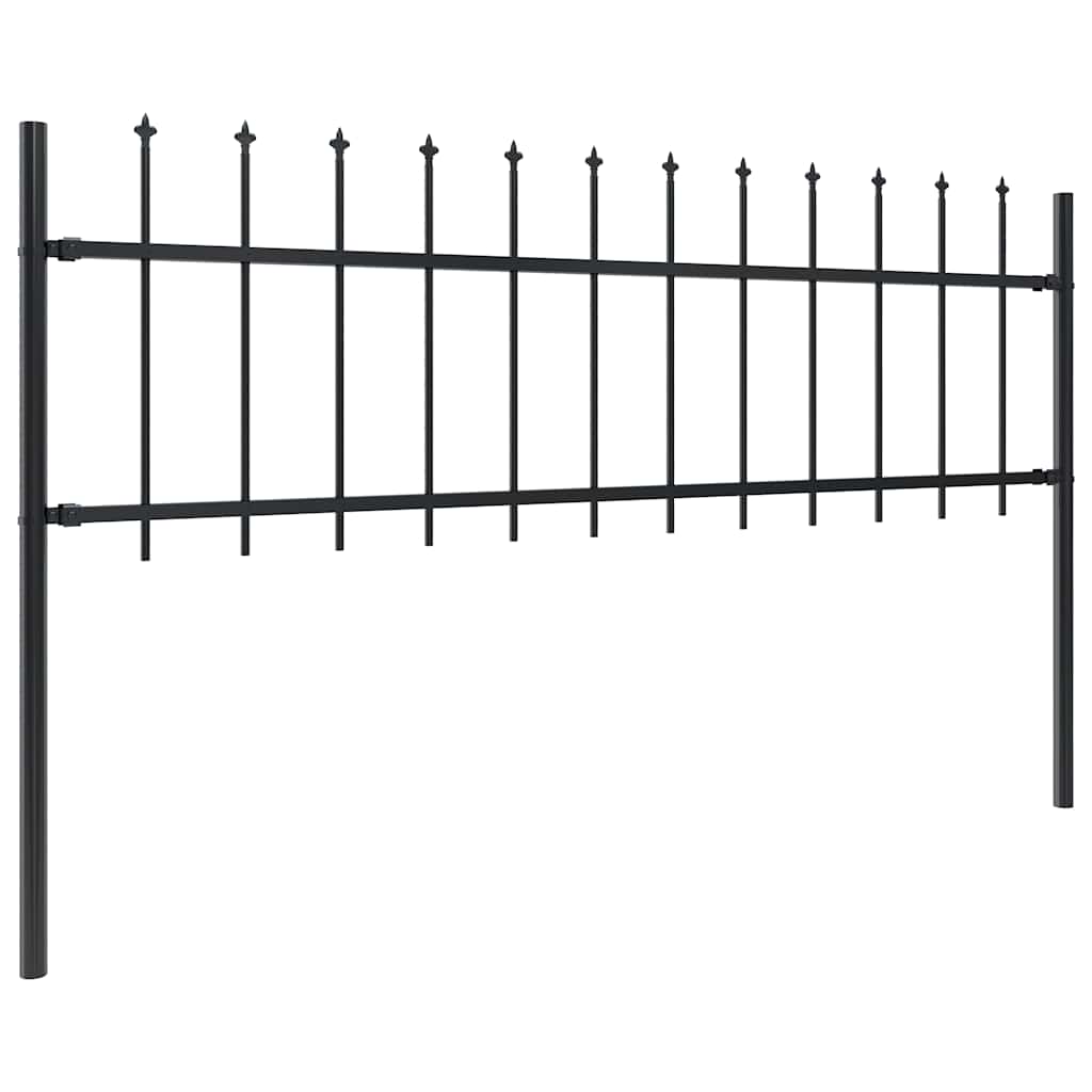Garden Fence with Spear Top Steel 714.5x60 cm Black