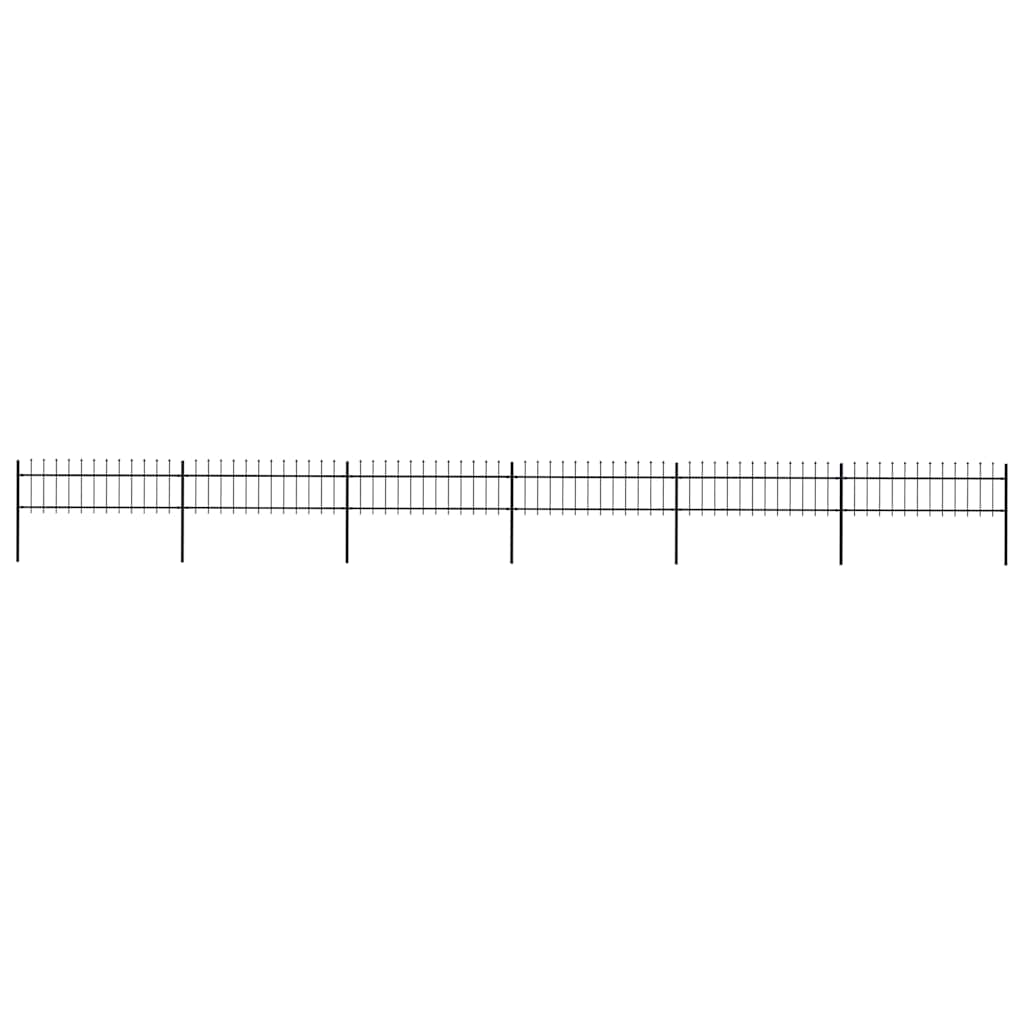 Garden Fence with Spear Top Steel 1070x60 cm Black