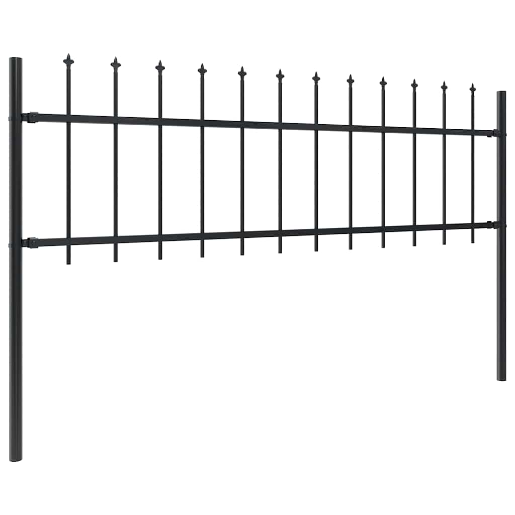 Garden Fence with Spear Top Steel 1248x60 cm Black