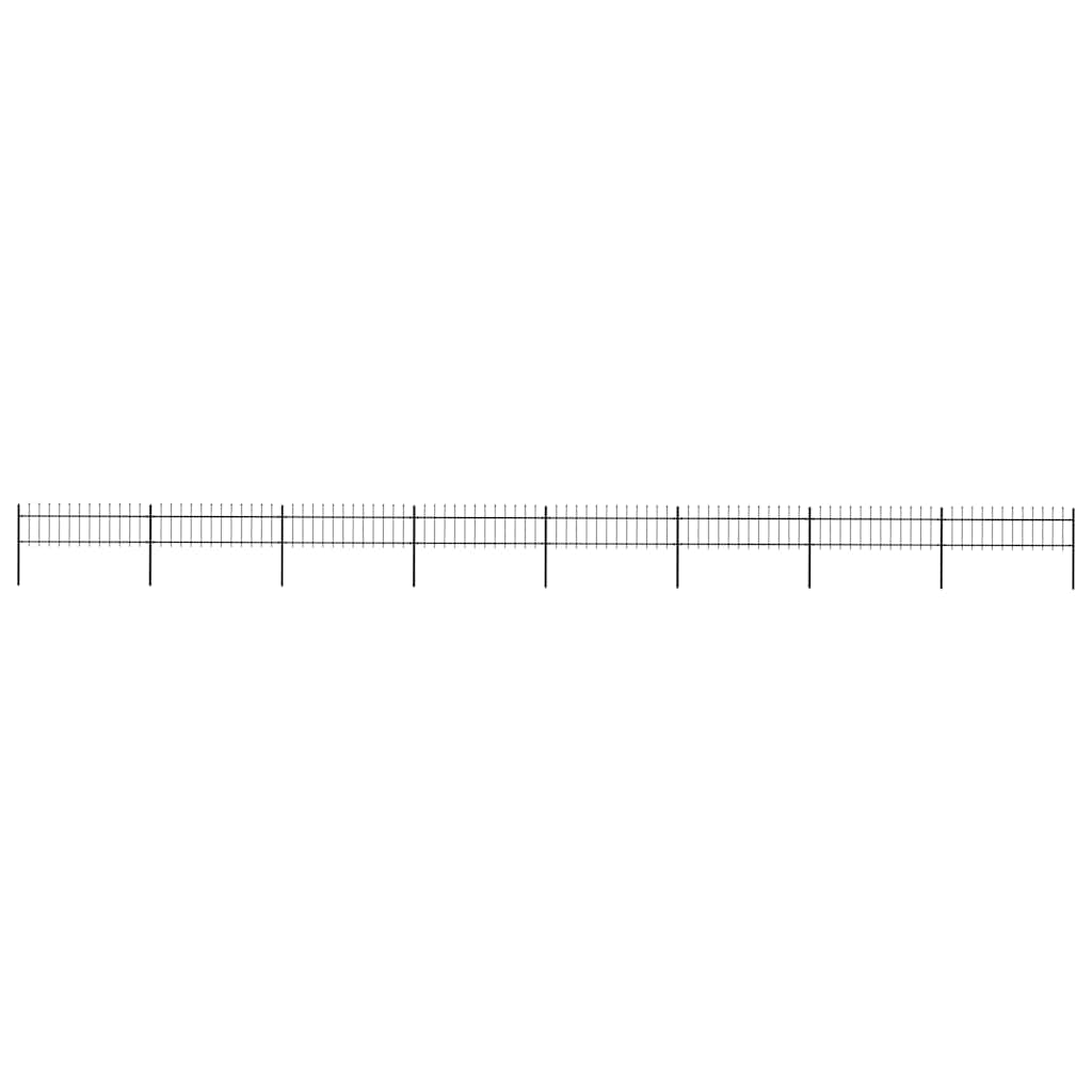 Garden Fence with Spear Top Steel 1426x60 cm Black