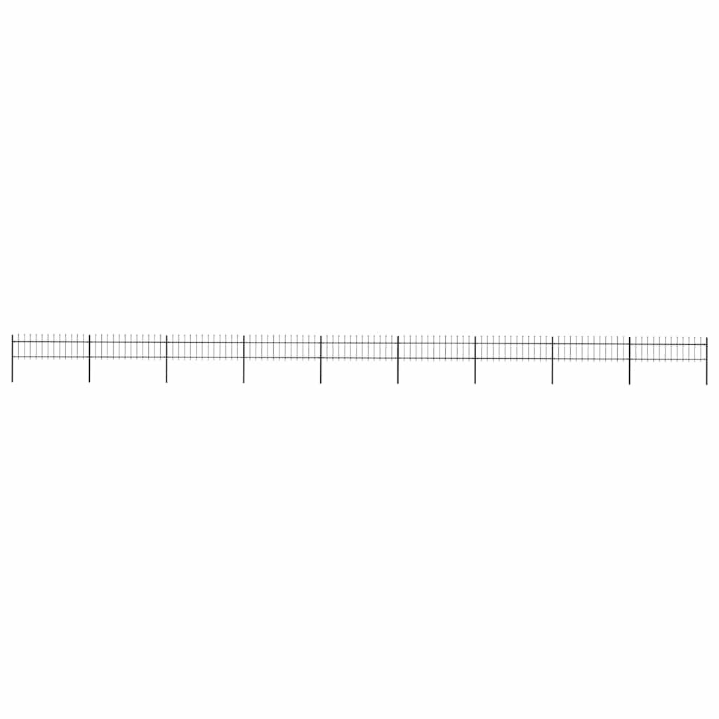Garden Fence with Spear Top Steel 1603.5x60 cm Black