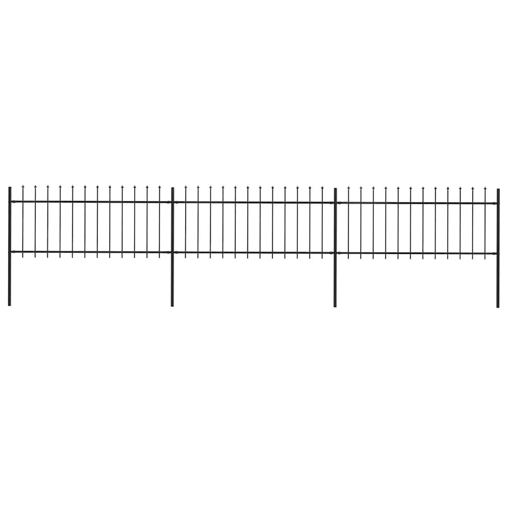 Garden Fence with Spear Top Steel 537x80 cm Black