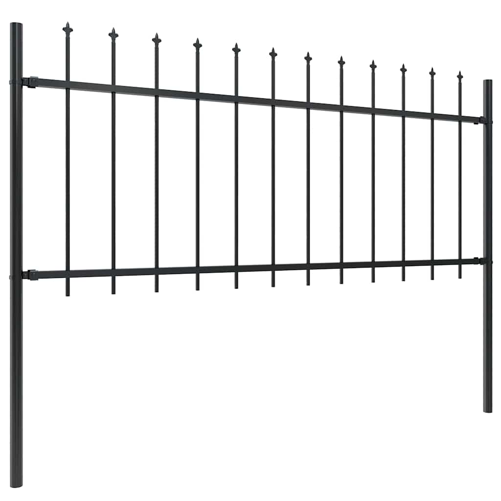 Garden Fence with Spear Top Steel 537x80 cm Black