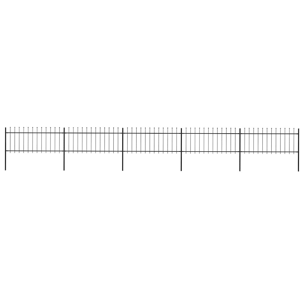 Garden Fence with Spear Top Steel 892.5x80 cm Black