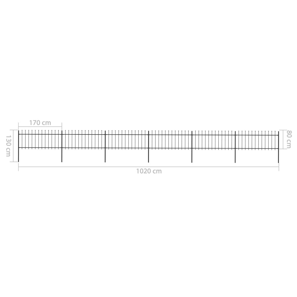 Garden Fence with Spear Top Steel 1070x80 cm Black
