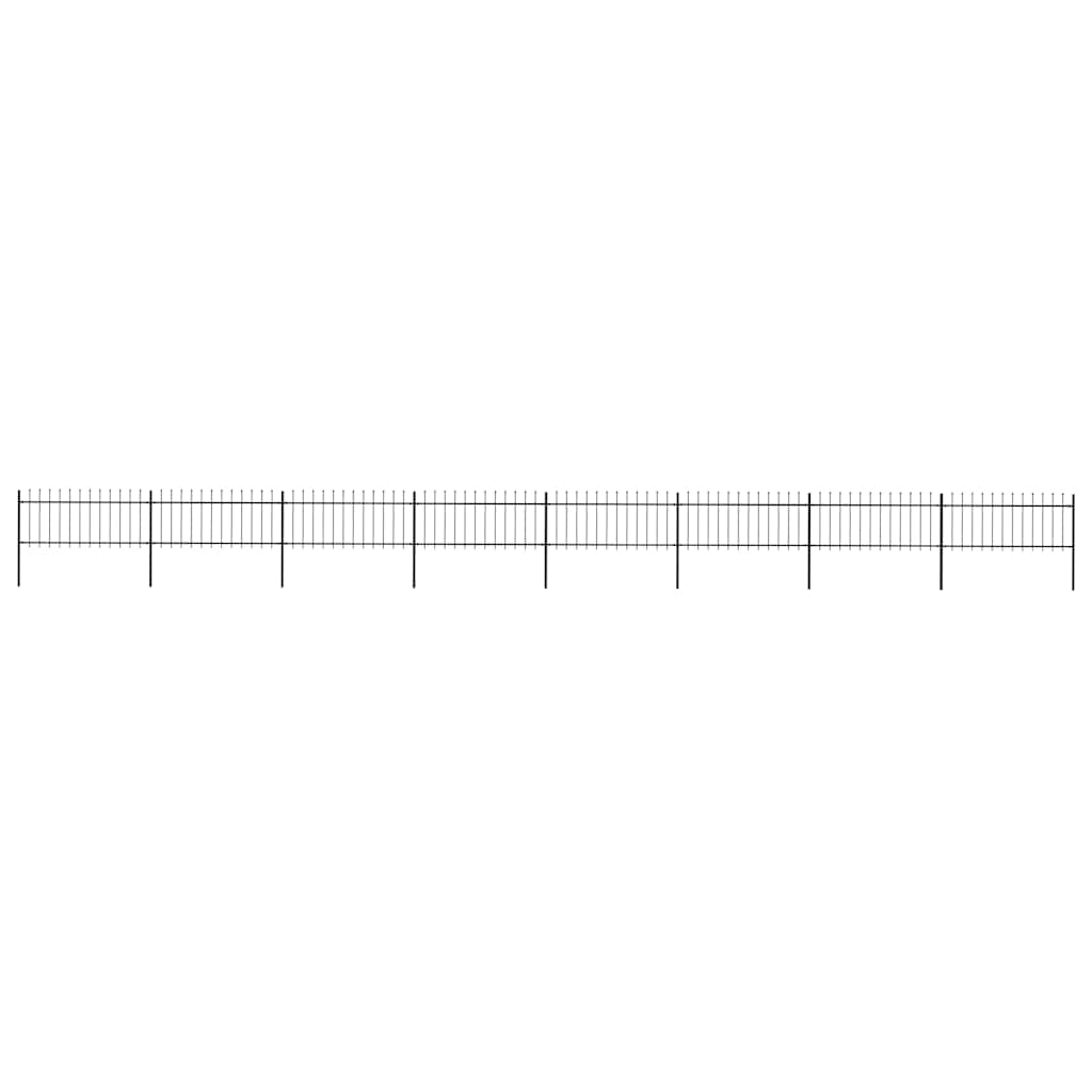 Garden Fence with Spear Top Steel 1426x80 cm Black
