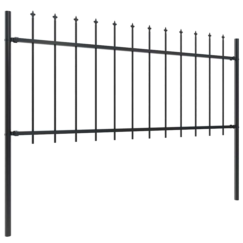 Garden Fence with Spear Top Steel 1426x80 cm Black
