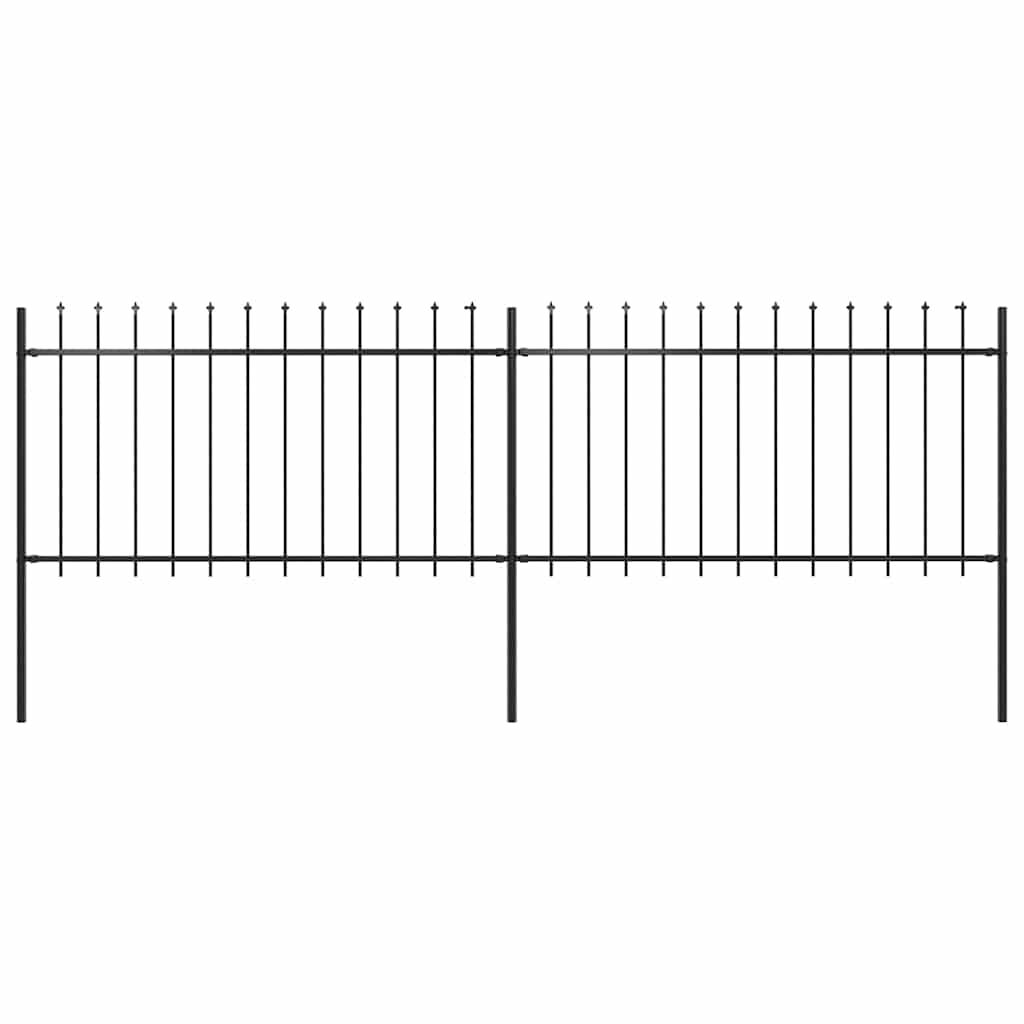 Garden Fence with Spear Top Steel 359x100 cm Black