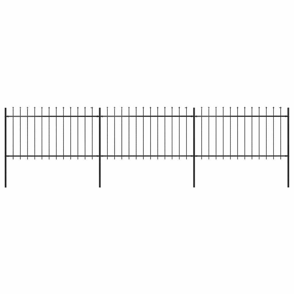 Garden Fence with Spear Top Steel 537x100 cm Black
