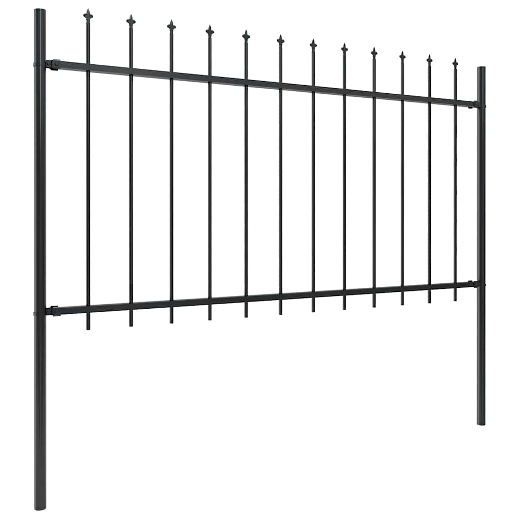 Garden Fence with Spear Top Steel 537x100 cm Black