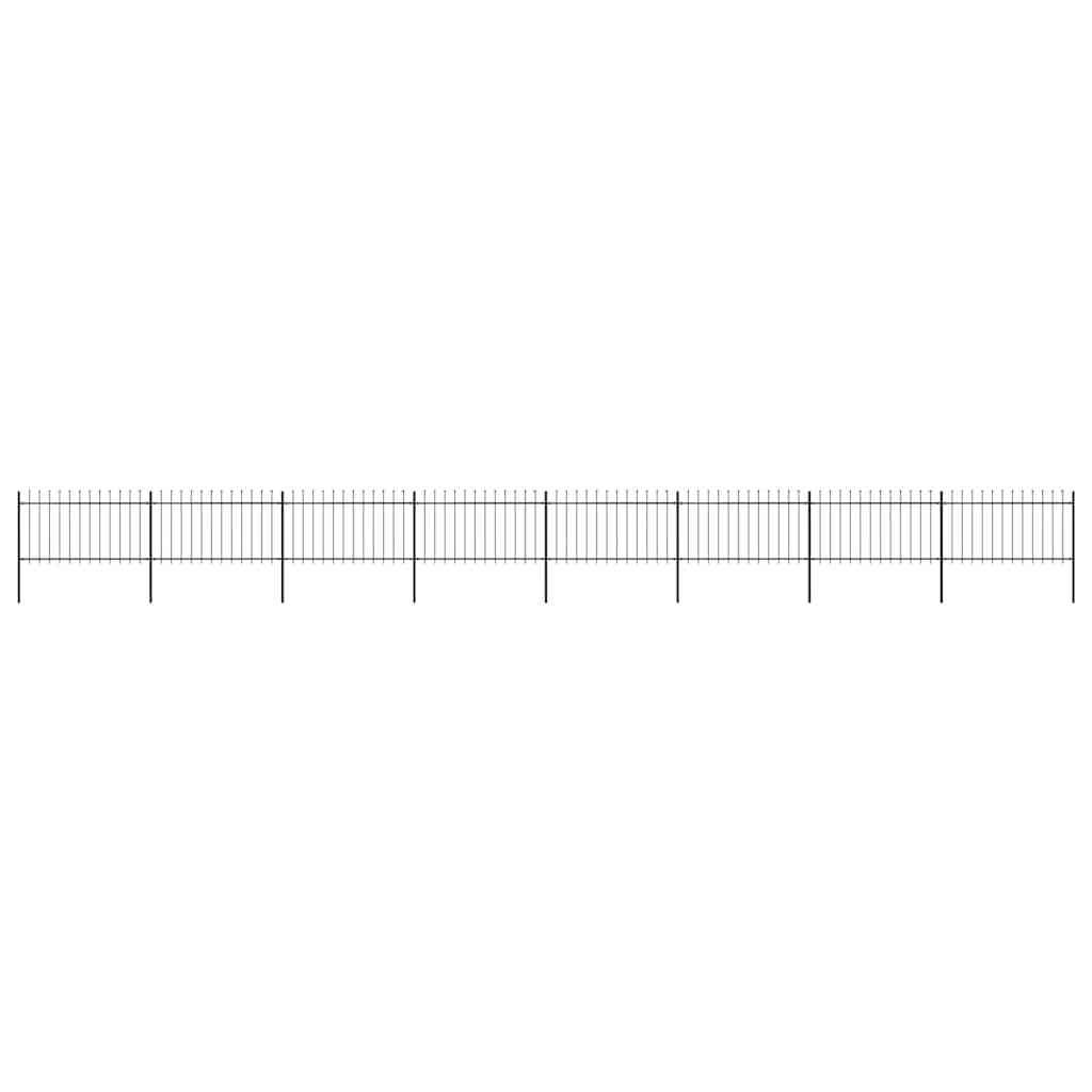 Garden Fence with Spear Top Steel 1426x100 cm Black