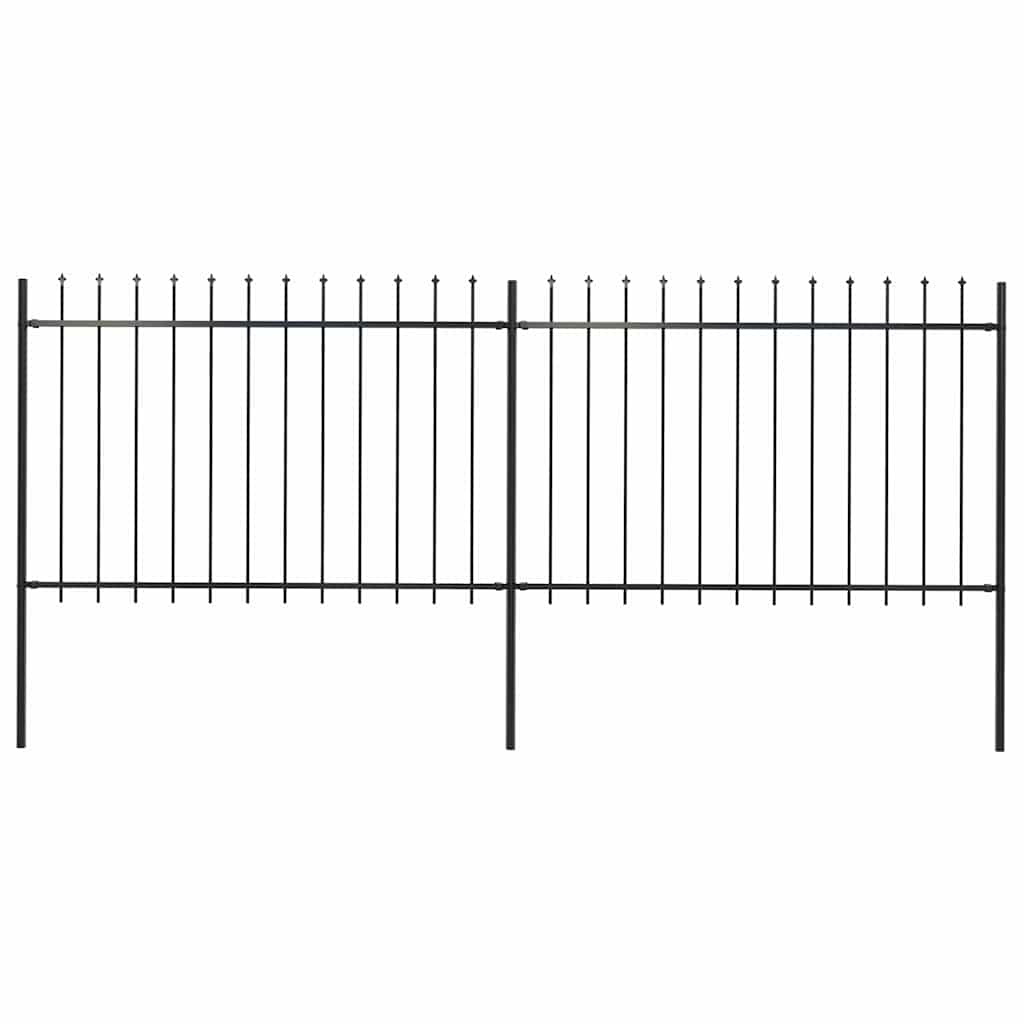 Garden Fence with Spear Top Steel 3.4x1.2 m Black
