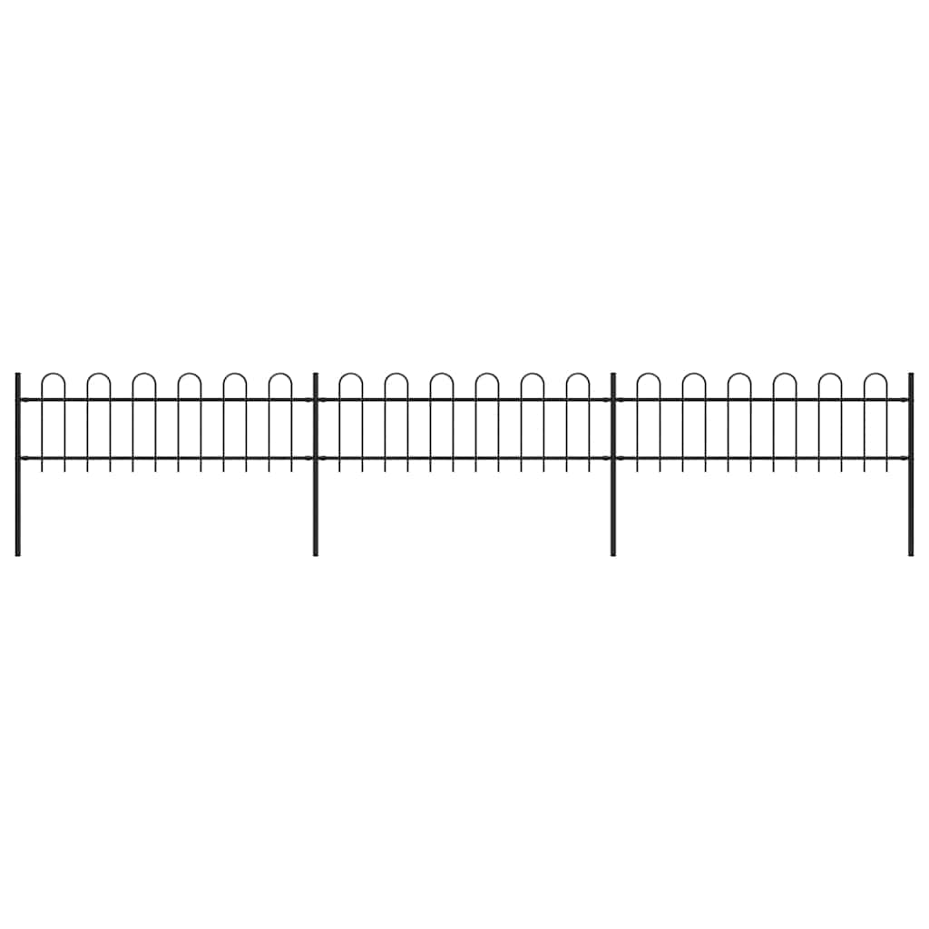 Garden Fence with Hoop Top Steel 537x60 cm Black