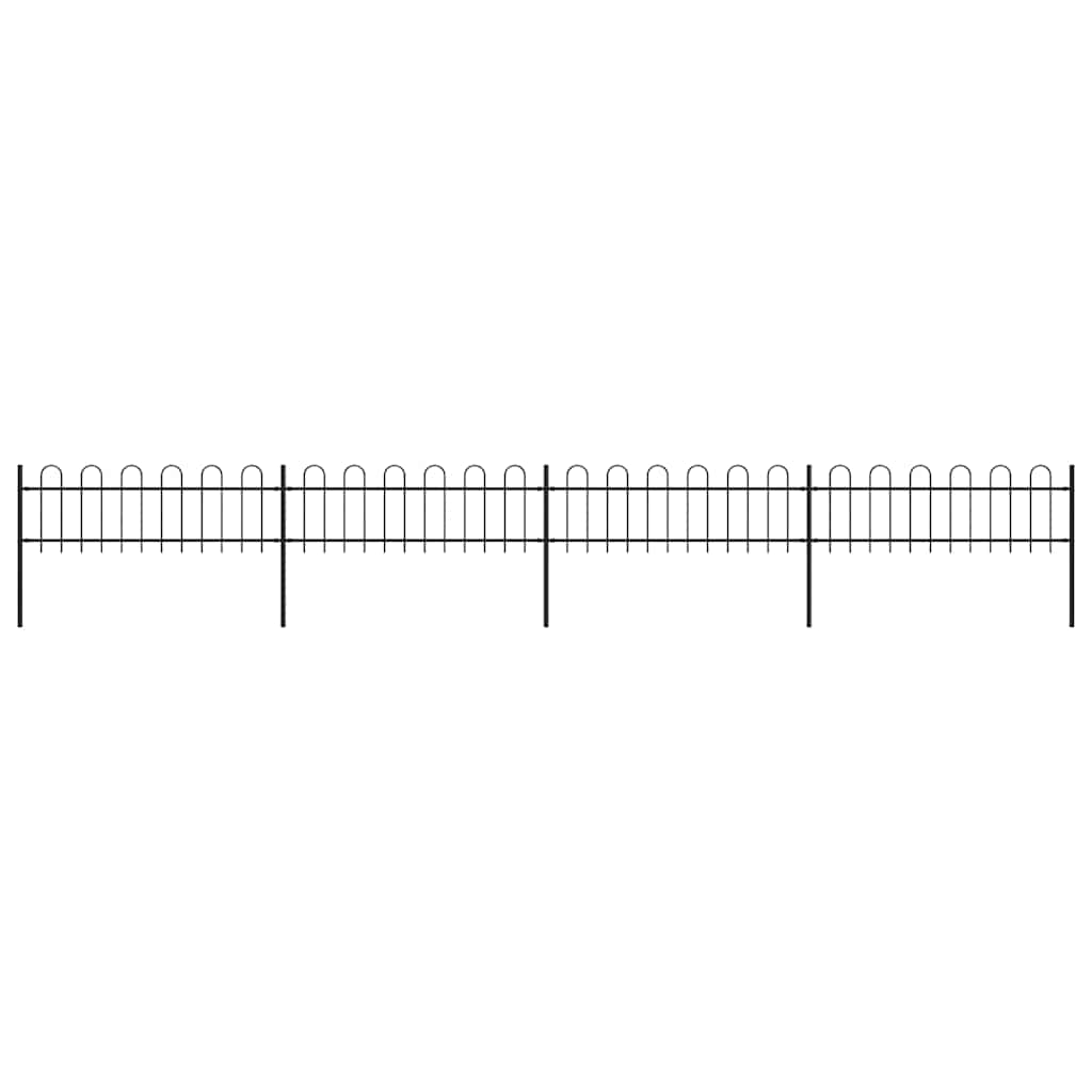 Garden Fence with Hoop Top Steel 714.5x60 cm Black