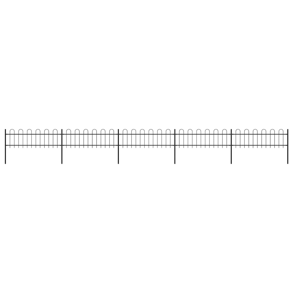Garden Fence with Hoop Top Steel 892.5x60 cm Black