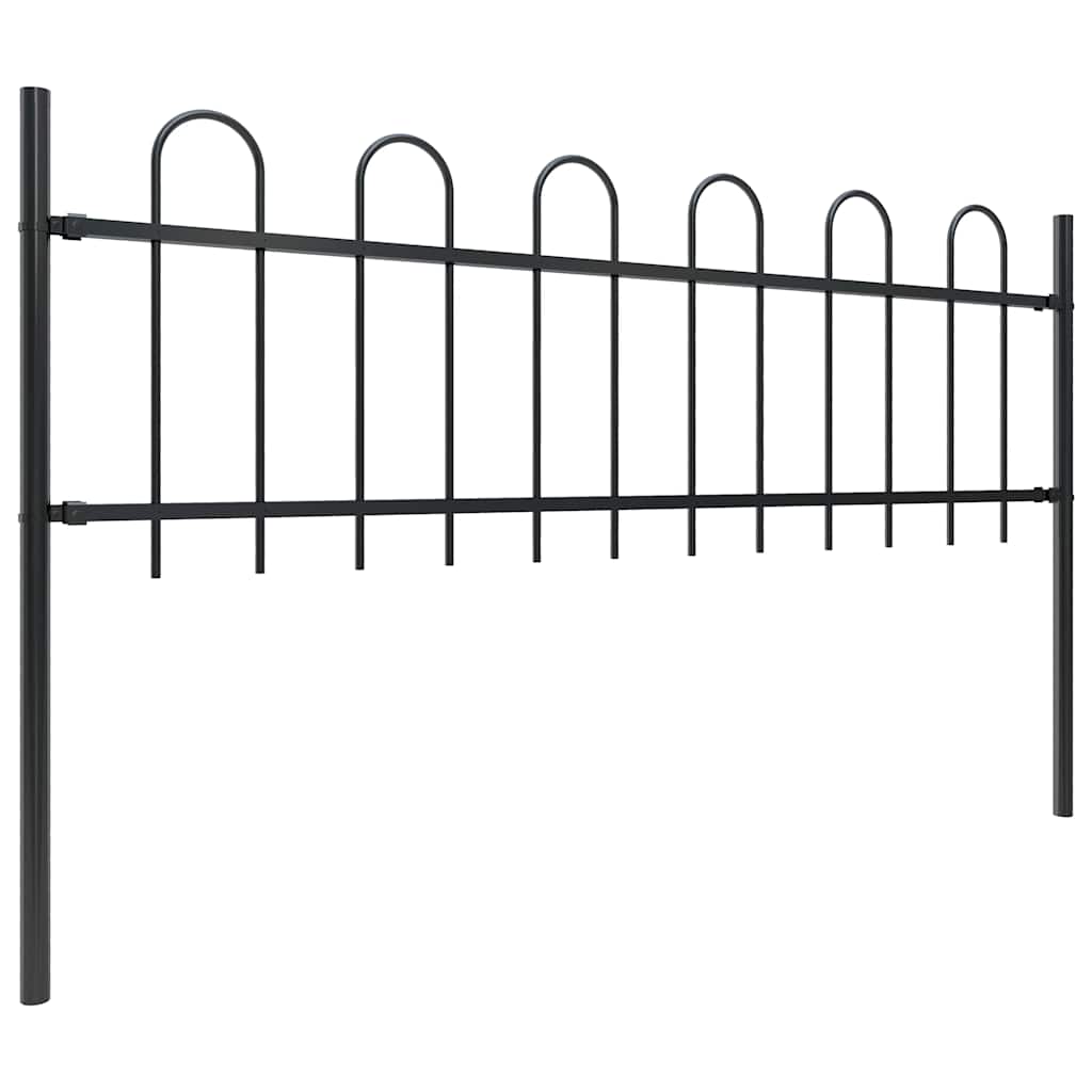 Garden Fence with Hoop Top Steel 892.5x60 cm Black