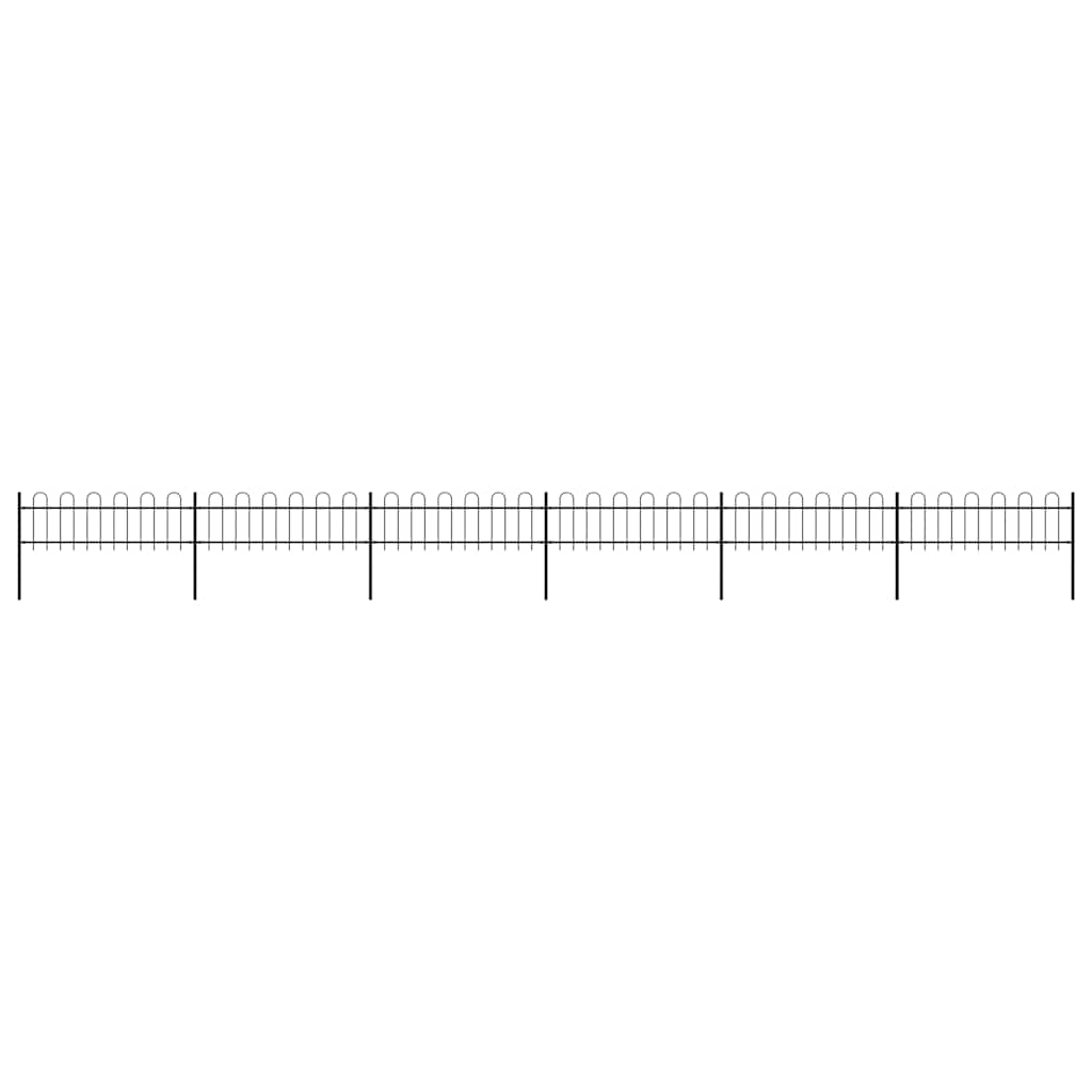 Garden Fence with Hoop Top Steel 1070x60 cm Black
