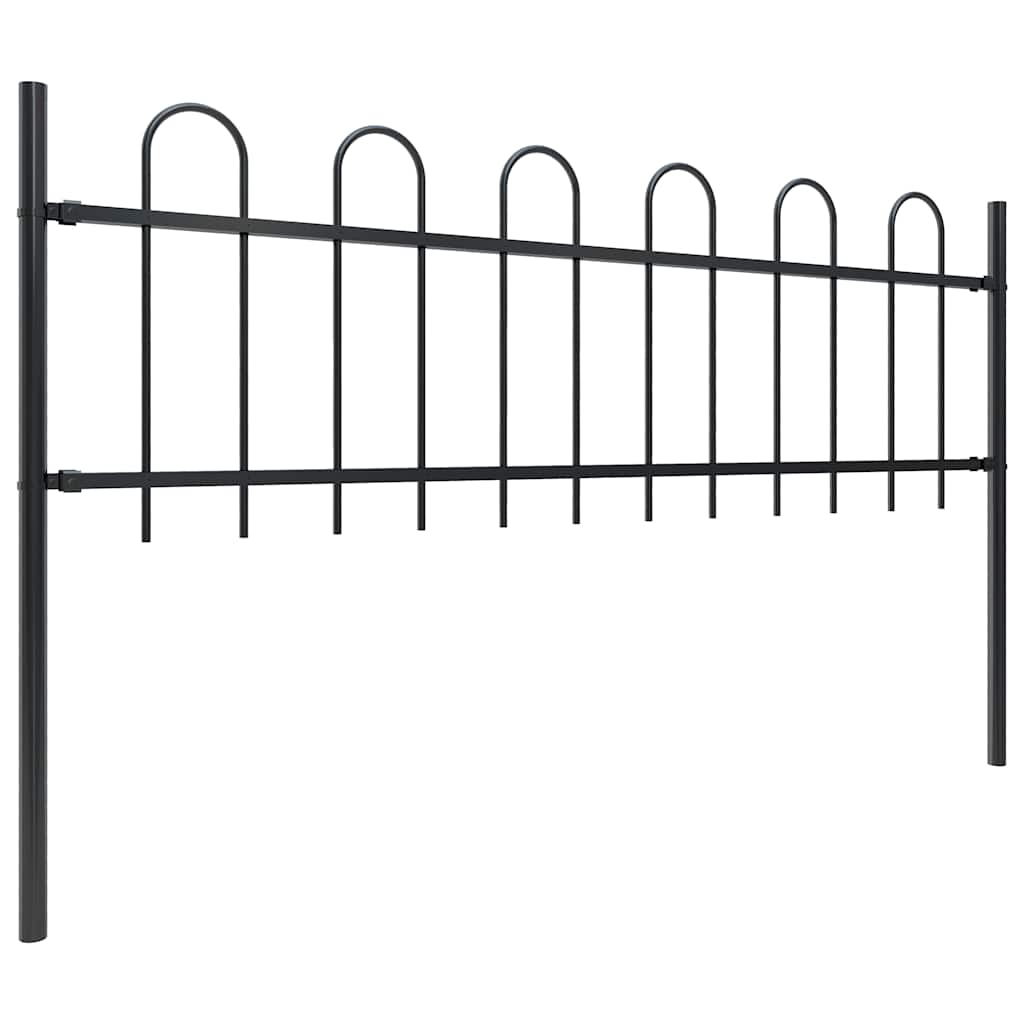 Garden Fence with Hoop Top Steel 1070x60 cm Black