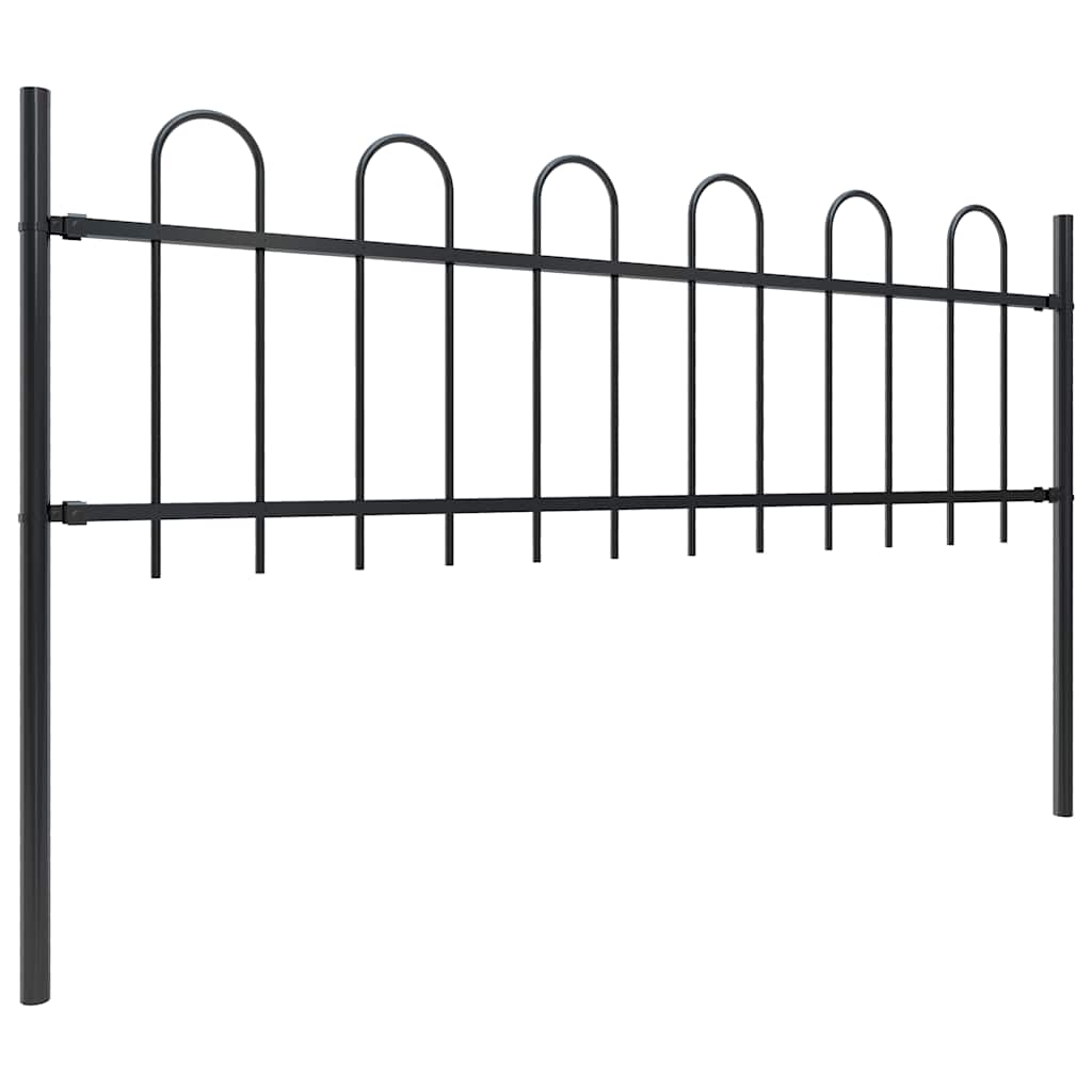 Garden Fence with Hoop Top Steel 1426x60 cm Black