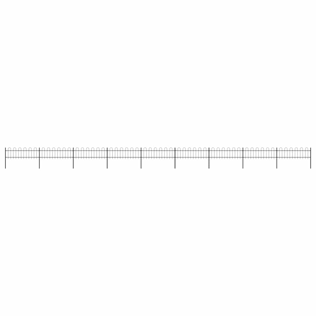 Garden Fence with Hoop Top Steel 1603.5x60 cm Black
