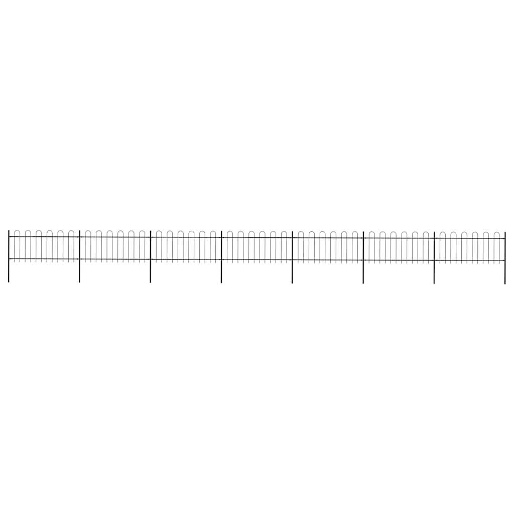 Garden Fence with Hoop Top Steel 1248x80 cm Black