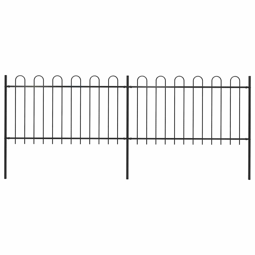Garden Fence with Hoop Top Steel 359x100 cm Black