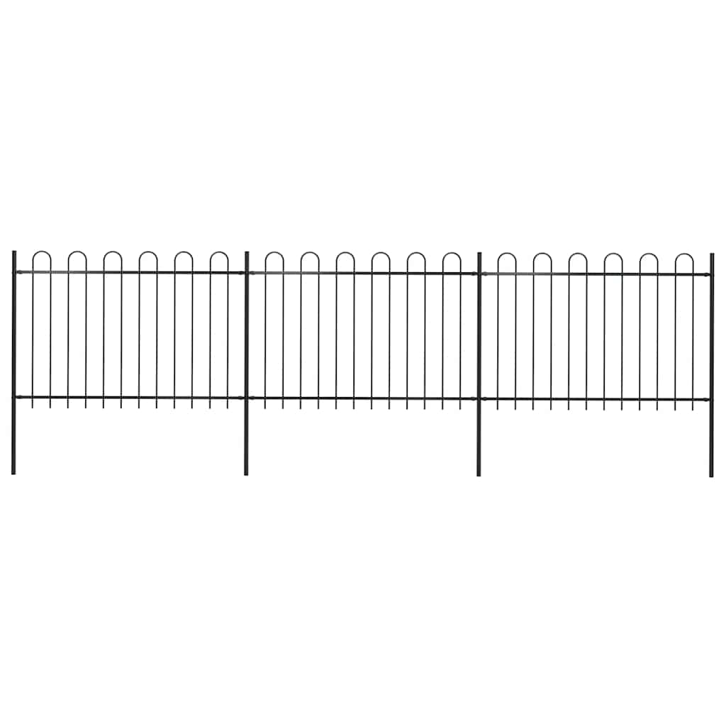 Garden Fence with Hoop Top Steel 537x120 cm Black