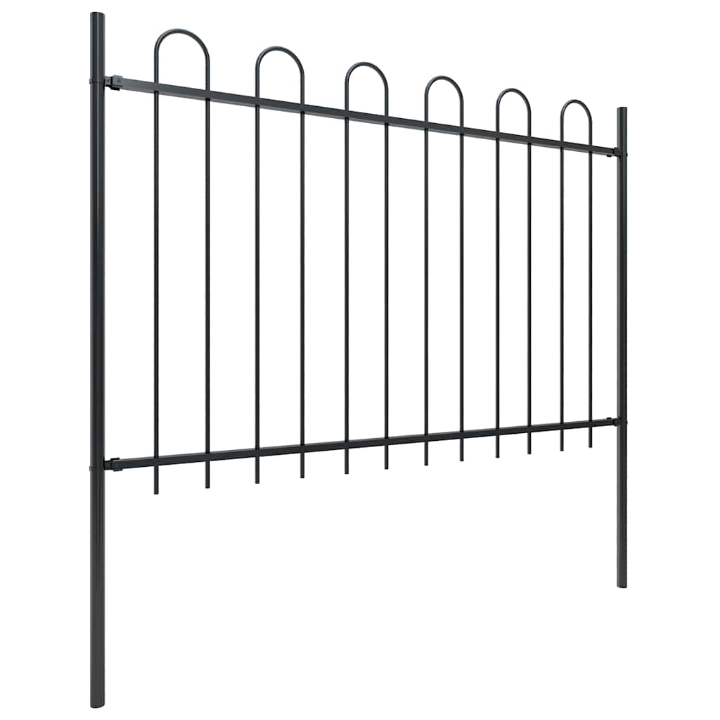 Garden Fence with Hoop Top Steel 537x120 cm Black