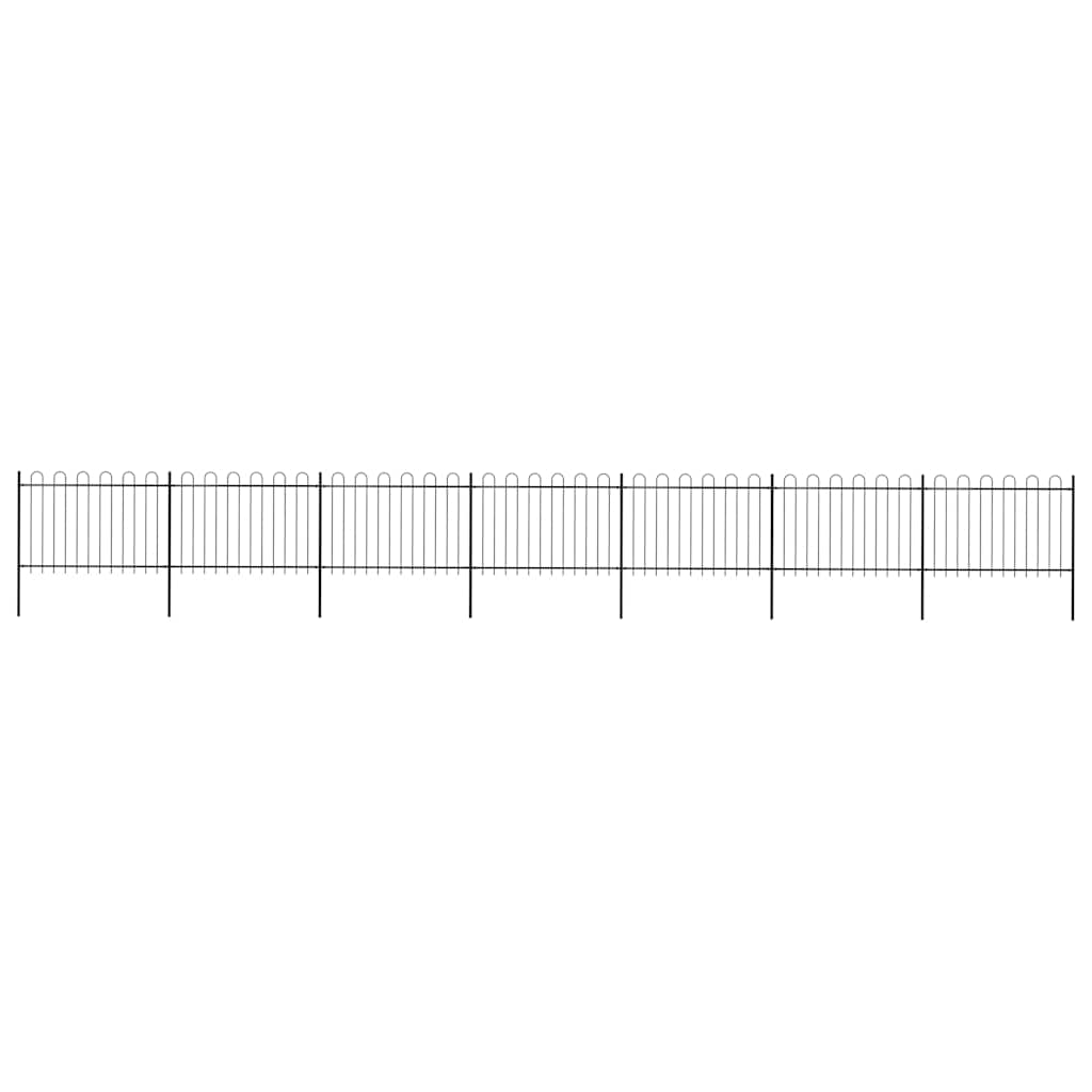 Garden Fence with Hoop Top Steel 1248x120 cm Black