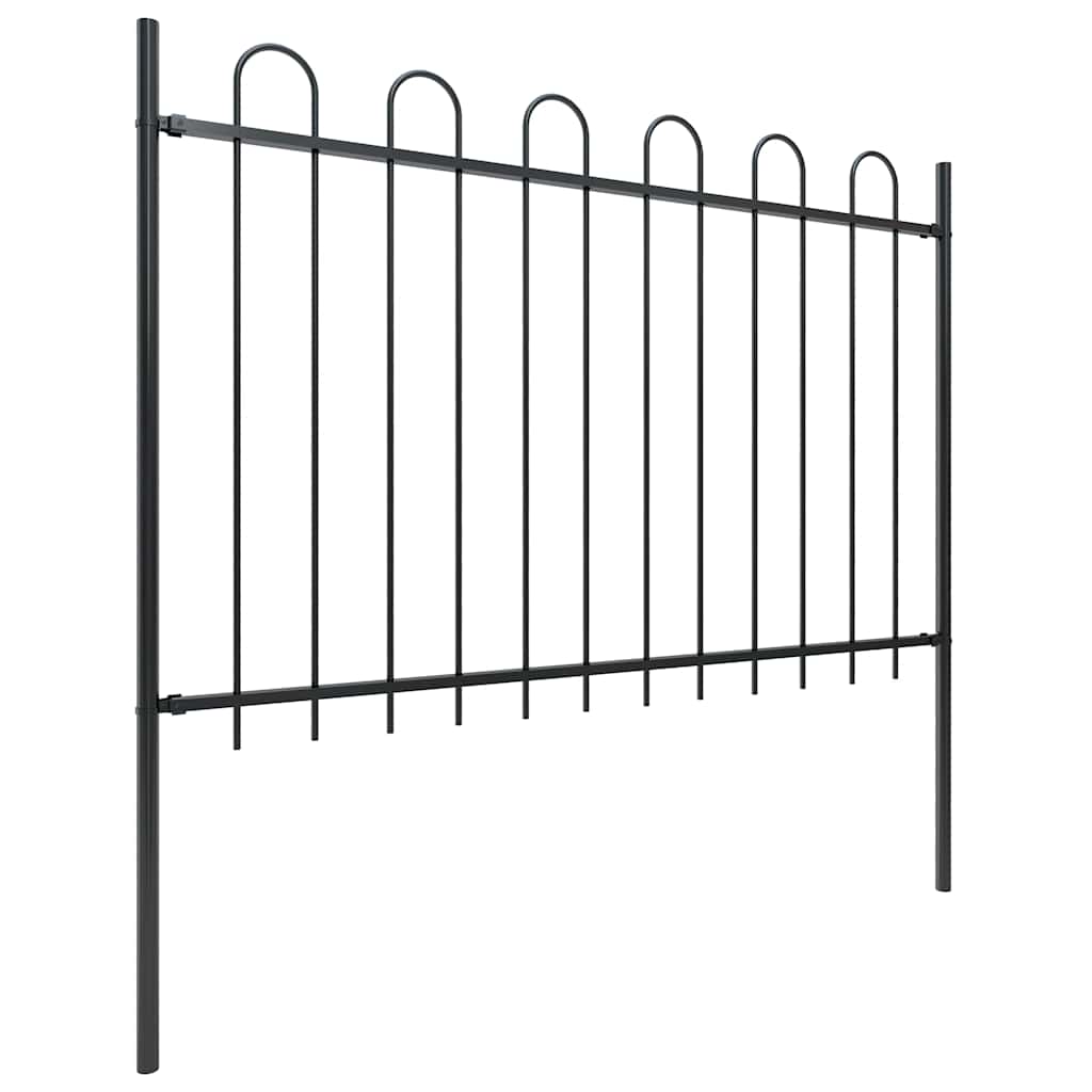 Garden Fence with Hoop Top Steel 1248x120 cm Black