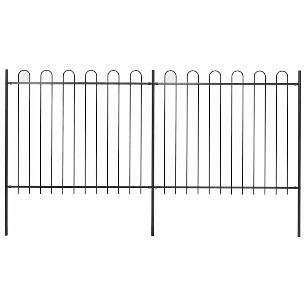 Garden Fence with Hoop Top Steel 359x150 cm Black
