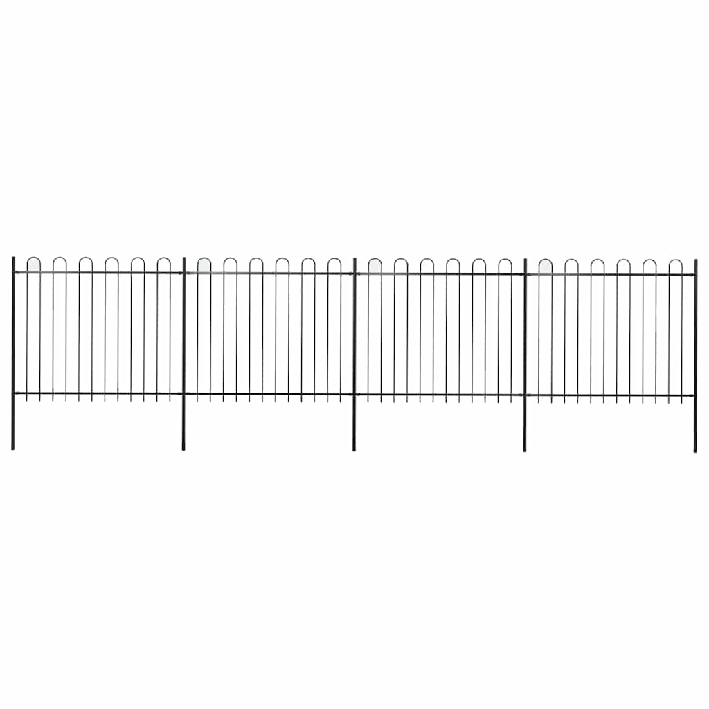 Garden Fence with Hoop Top Steel 714.5x150 cm Black