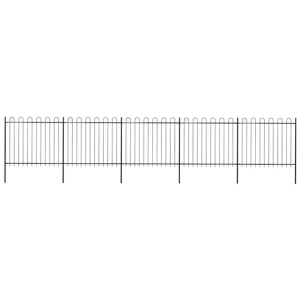 Garden Fence with Hoop Top Steel 892.5x150 cm Black