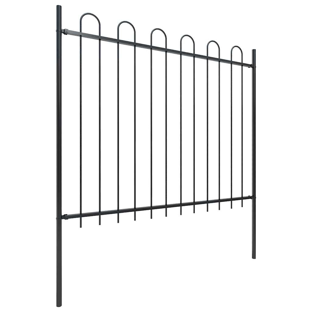 Garden Fence with Hoop Top Steel 892.5x150 cm Black