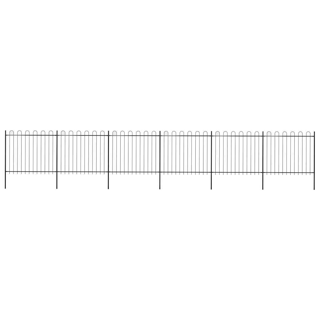 Garden Fence with Hoop Top Steel 1070x150 cm Black