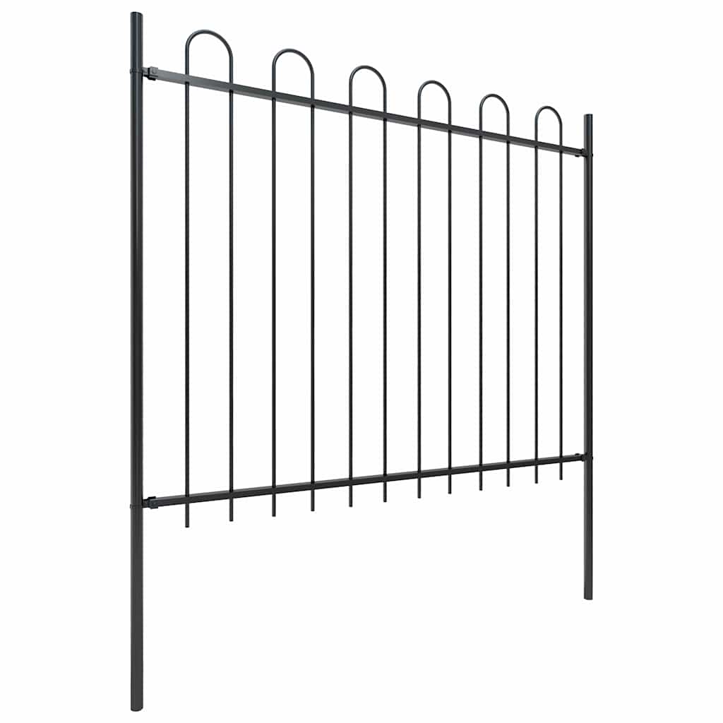 Garden Fence with Hoop Top Steel 1070x150 cm Black