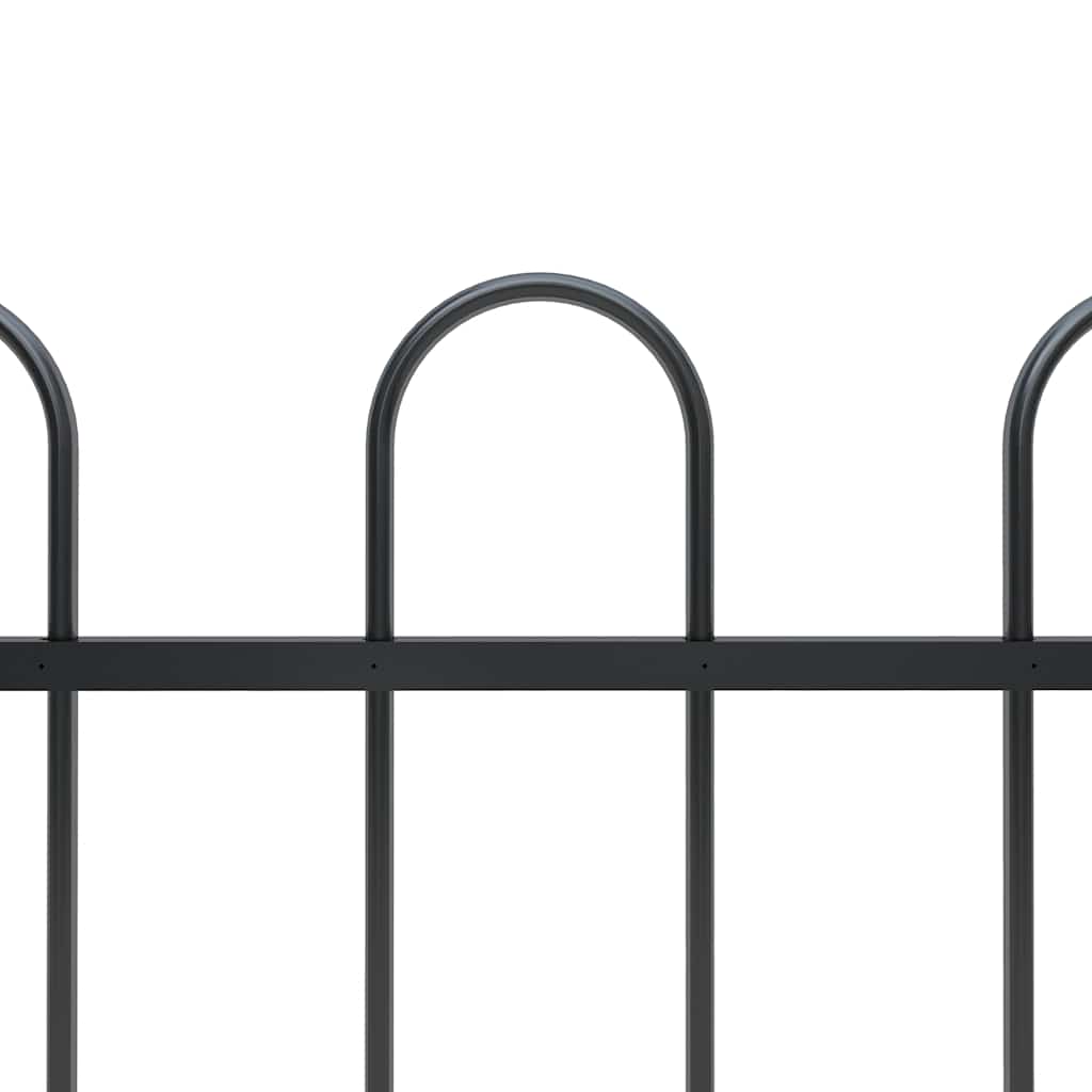 Garden Fence with Hoop Top Steel 1248x150 cm Black