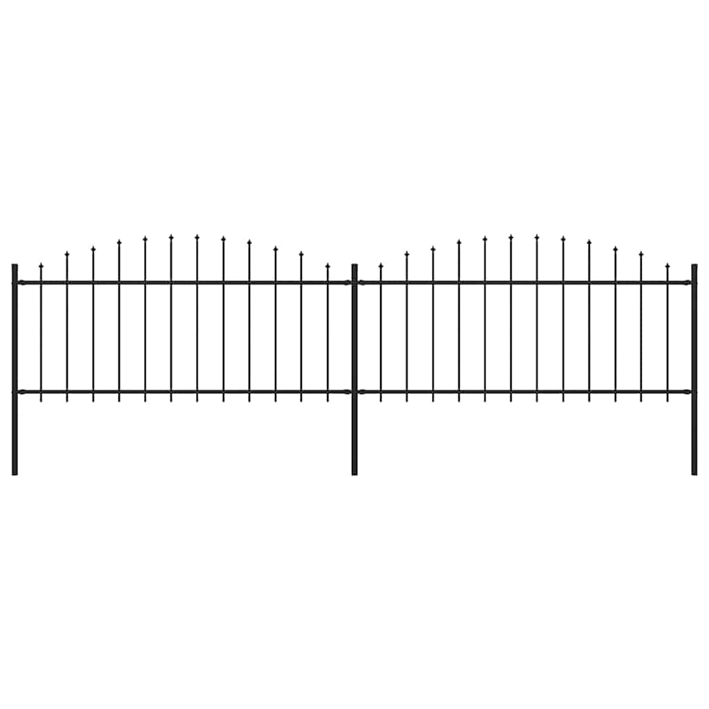 Garden Fence with Spear Top Steel (0.5-0.75)x3.4 m Black