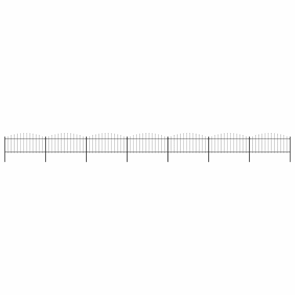 Garden Fence with Spear Top Steel (0.5-0.75)x11.9 m Black