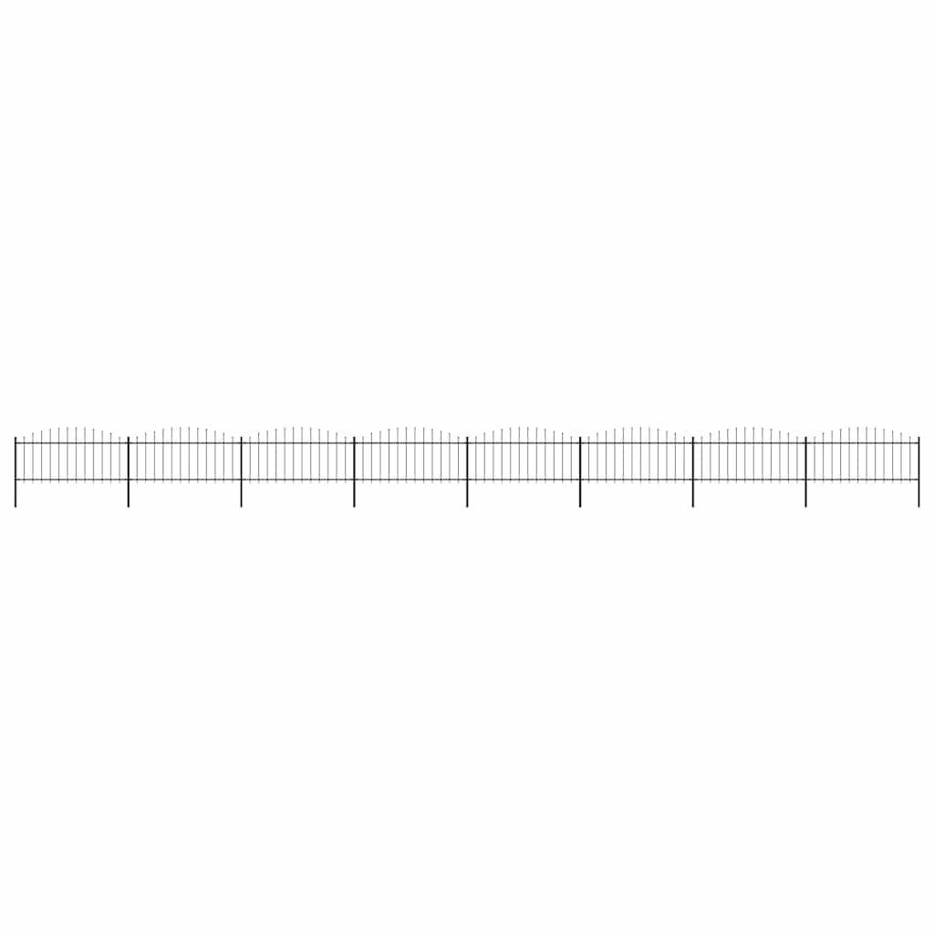 Garden Fence with Spear Top Steel 1426x75 cm Black