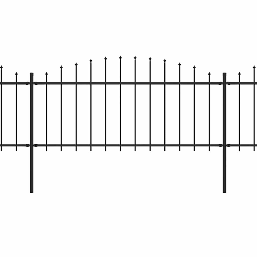 Garden Fence with Spear Top Steel 1426x75 cm Black