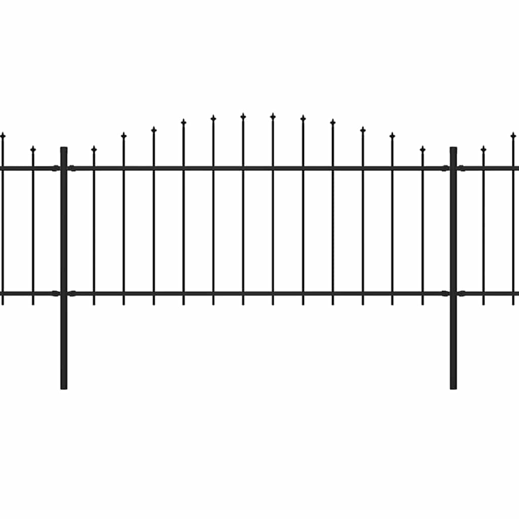 Garden Fence with Spear Top Steel 1603.5x75 cm Black