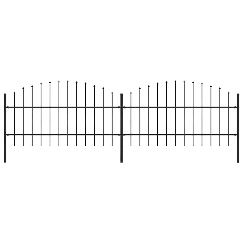 Garden Fence with Spear Top Steel 359x100 cm Black