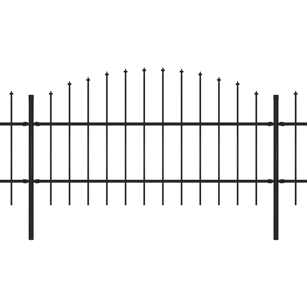 Garden Fence with Spear Top Steel 359x100 cm Black