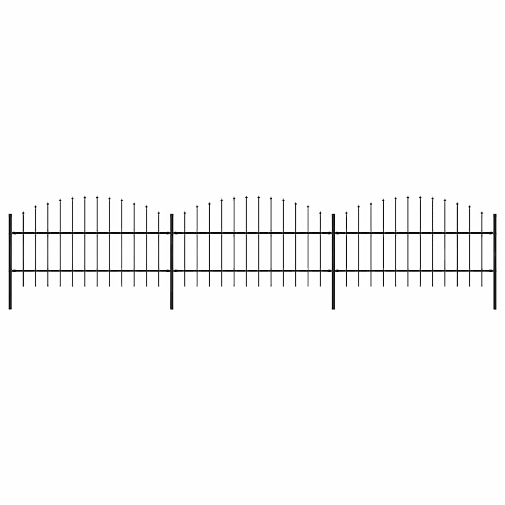 Garden Fence with Spear Top Steel 537x100 cm Black